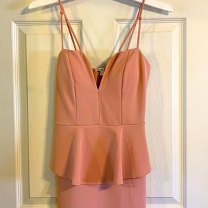 Pink plunge peplum dress